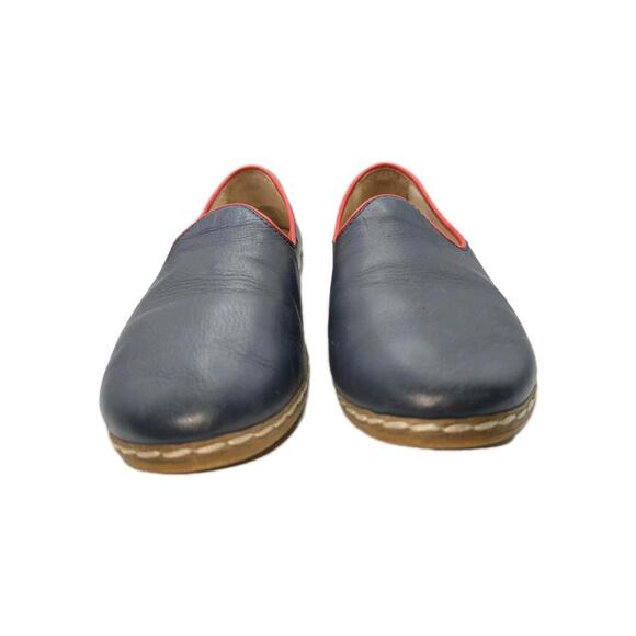 CHARIX NAVY & RED TRIM LEATHER FLAT SHOES SZ 41/US 10 MADE IN ISTANBUL - Picture 3 of 9